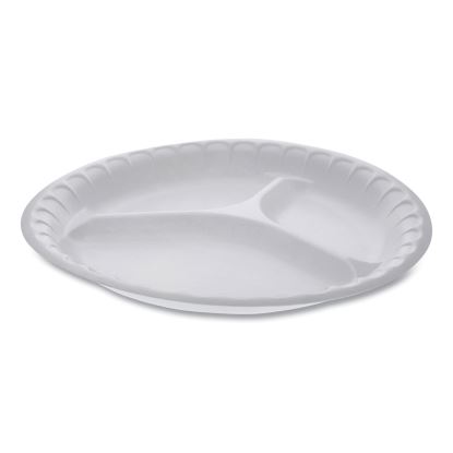 Unlaminated Foam Dinnerware, 3-Compartment Plate, 10.25" dia, White, 540/Carton1
