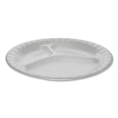 Placesetter Deluxe Laminated Foam Dinnerware, 3-Compartment Plate, 8.88" dia, White, 500/Carton1