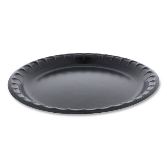 Placesetter Deluxe Laminated Foam Dinnerware, Plate, 10.25" dia, Black, 540/Carton1