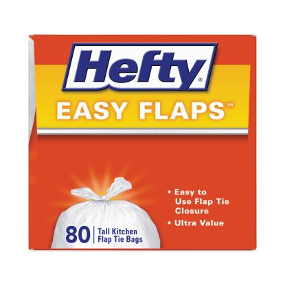 Easy Flaps Trash Bags, 13 gal, 0.69 mil, 23.75" x 28", White, 480/Carton1