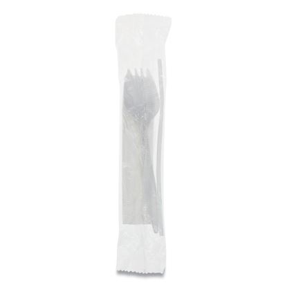 Fieldware Polypropylene Cutlery Kit, Spork, 10 x 8 Napkin, Standard Straw, Mediumweight, White, 1,000/Carton1