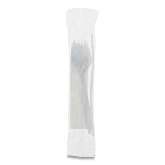 Fieldware Polypropylene Cutlery Kit, Spork, 10 x 8 Napkin, Standard Straw, Mediumweight, White, 1,000/Carton1