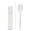 Fieldware Polypropylene Cutlery Kit, Spork, 10 x 8 Napkin, Standard Straw, Mediumweight, White, 1,000/Carton2