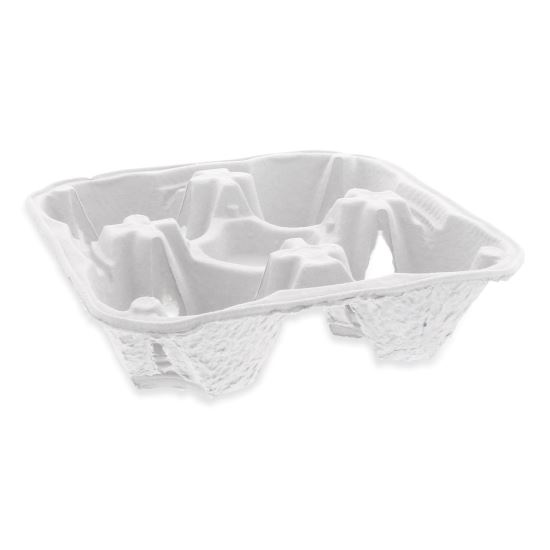 EarthChoice Four-Cup Carrier with Food Tray, 8 oz to 32 oz, Four Cups, Natural, 300/Carton1