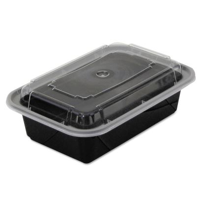 Newspring VERSAtainer Microwavable Containers, 24 oz, 5 x 7.25 x 2, Black/Clear, 150/Carton1