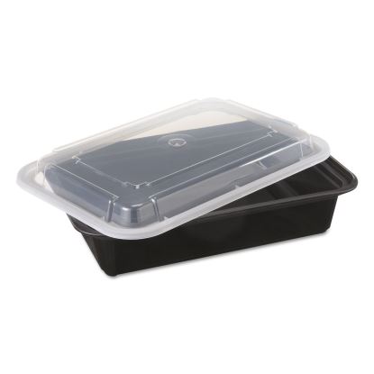 Newspring VERSAtainer Microwavable Containers, 38 oz, 6 x 8.5 x 2, Black/Clear, 150/Carton1