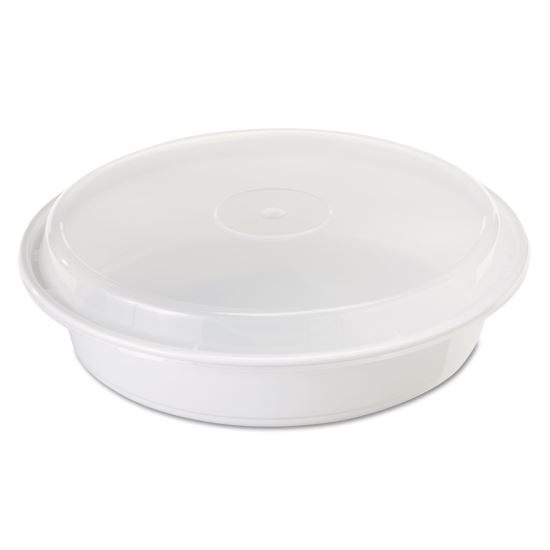 Newspring VERSAtainer Microwavable Containers, Vented Lid, 48 oz, 9" Diameter, Black/Clear, 150/Carton1