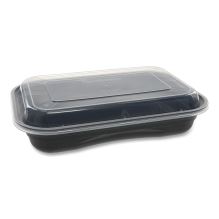 EarthChoice Versa2Go Microwaveable Containers, 27 oz, 8.4 x 5.6 x 1.4, Black/Clear, 150/Carton1