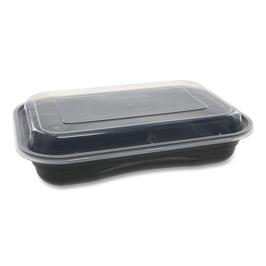 EarthChoice Versa2Go Microwaveable Container, 27 oz, 8.4 x 5.6 x 1.4, Black/Clear, 150/Carton1