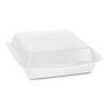 Foam Hinged Lid Container, Dual Tab Lock Happy Face, 8 x 7.75 x 2.25, White, 200/Carton2