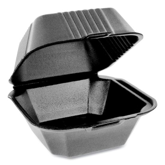 SmartLock Foam Hinged Containers, Sandwich, 5.75 x 5.75 x 3.25, Black, 504/Carton1