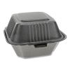 SmartLock Foam Hinged Containers, Sandwich, 5.75 x 5.75 x 3.25, Black, 504/Carton2