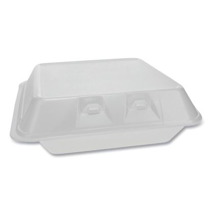 SmartLock Foam Hinged Lid Container, Large, 3-Compartment, 9 x 9.25 x 3.25, White, 150/Carton1