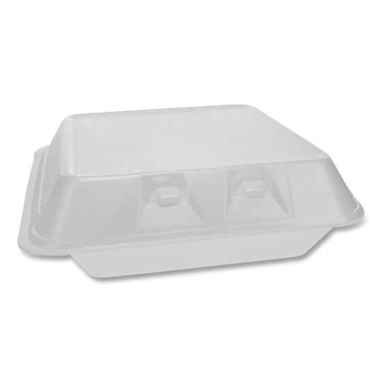 SmartLock Foam Hinged Containers, Large, 3-Compartment, 9 x 9.25 x 3.25, White, 150/Carton1