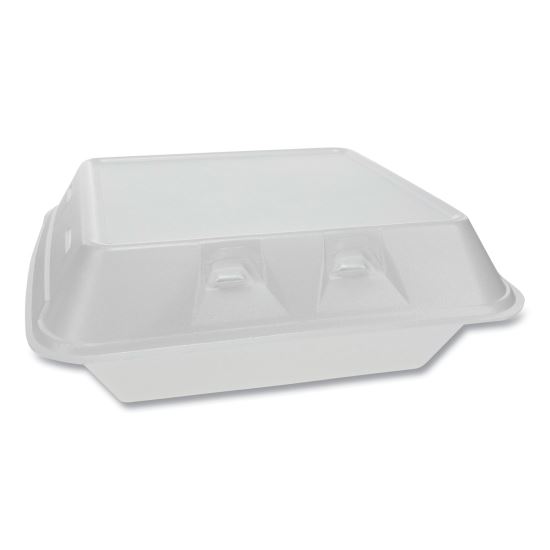 SmartLock Vented Foam Hinged Lid Containers, 3-Compartment, 9 x 9.25 x 3.25, White, 150/Carton1