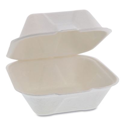 EarthChoice Bagasse Hinged Lid Container, Single Tab Lock, 6" Sandwich, 5.8 x 5.8 x 3.3, Natural, 500/Carton1