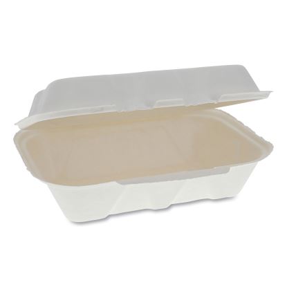 EarthChoice Bagasse Hinged Lid Container, Dual Tab Lock, 9.1 x 6.1 x 3.3, Natural, 150/Carton1