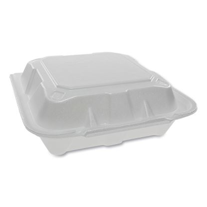 Vented Foam Hinged Lid Container, Dual Tab Lock, 8.42 x 8.15 x 3, White, 150/Carton1