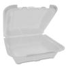 Vented Foam Hinged Lid Container, Dual Tab Lock, 8.42 x 8.15 x 3, White, 150/Carton2