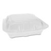 Vented Foam Hinged Lid Container, Dual Tab Lock, 3-Compartment, 8.42 x 8.15 x 3, White, 150/Carton1