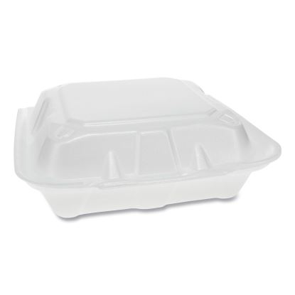 Vented Foam Hinged Lid Container, Dual Tab Lock, 3-Compartment, 8.42 x 8.15 x 3, White, 150/Carton1