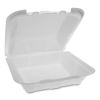 Vented Foam Hinged Lid Container, Dual Tab Lock, 9.13 x 9 x 3.25, White, 150/Carton2