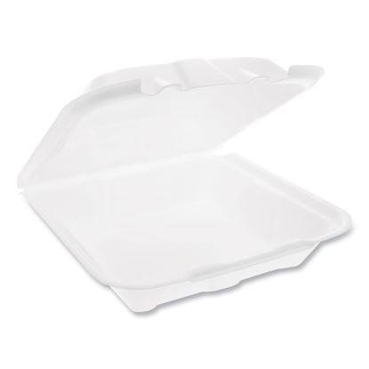 Vented Foam Hinged Lid Container, Dual Tab Lock Economy, 9.13 x 9 x 3.25, White, 150/Carton1