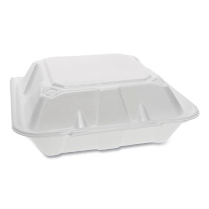 Vented Foam Hinged Lid Container, Dual Tab Lock, 3-Compartment, 9.13 x 9 x 3.25, White, 150/Carton1