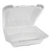 Vented Foam Hinged Lid Container, Dual Tab Lock, 3-Compartment, 9.13 x 9 x 3.25, White, 150/Carton2