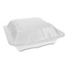 Vented Foam Hinged Lid Container, Dual Tab Lock Economy, 3-Compartment, 9.13 x 9 x 3.25, White, 150/Carton2