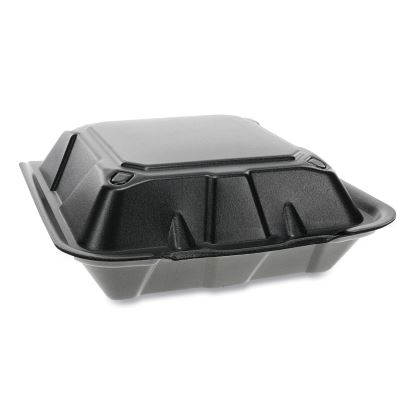 Vented Foam Hinged Lid Container, Dual Tab Lock, 9 x 9 x 3.25, Black, 150/Carton1