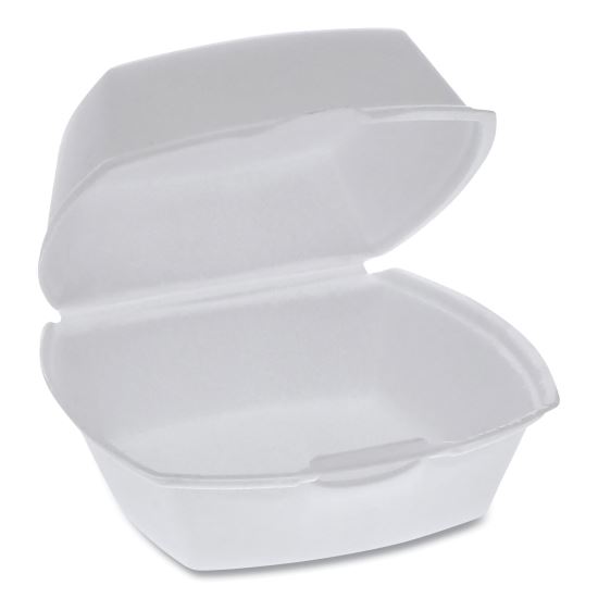 Foam Hinged Lid Containers, Single Tab Lock, 5.13 x 5.13 x 2.5, White, 500/Carton1