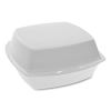 Foam Hinged Lid Container, Single Tab Lock, 6.38 x 6.38 x 3, White, 500/Carton1