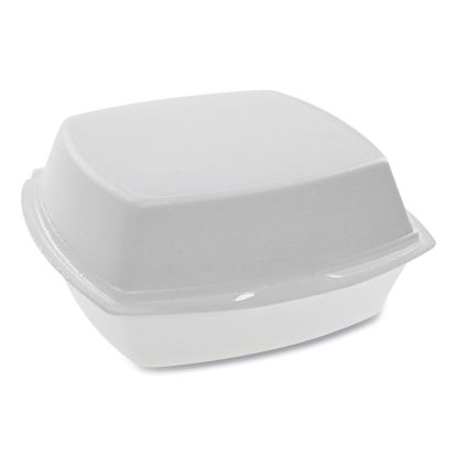 Foam Hinged Lid Containers, Single Tab Lock, 6.38 x 6.38 x 3, White, 500/Carton1