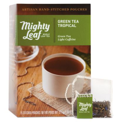 Whole Leaf Tea Pouches, Green Tea Tropical, 15/Box1