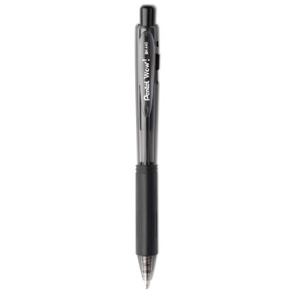 WOW! Ballpoint Pen, Retractable, Medium 1 mm, Black Ink, Black Barrel, Dozen1