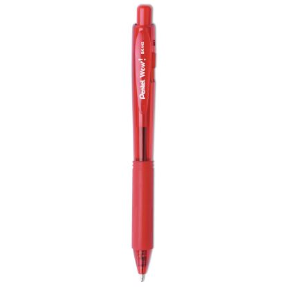 WOW! Ballpoint Pen, Retractable, Medium 1 mm, Red Ink, Red Barrel, Dozen1