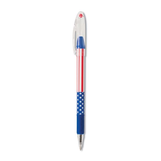 R.S.V.P. Stars and Stripes Ballpoint Pen, Stick, Fine 0.7 mm, Black Ink, Red/White/Blue Barrel, Dozen1