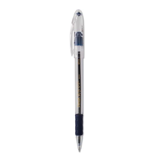 R.S.V.P. Ballpoint Pen, Stick, Medium 1 mm, Blue Ink, Clear/Blue Barrel, Dozen1