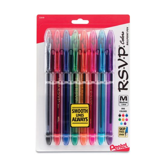 R.S.V.P. Ballpoint Pen, Stick, Medium 1 mm, Assorted Ink and Barrel Colors, 8/Pack1