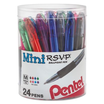 R.S.V.P. Mini Ballpoint Pen, Stick, Medium 1 mm, Assorted Ink and Barrel Colors, 24/Pack1