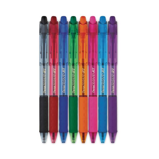 R.S.V.P. RT Ballpoint Pen, Retractable, Medium 1 mm, Assorted Ink Colors, Clear Barrel, 8/Pack1