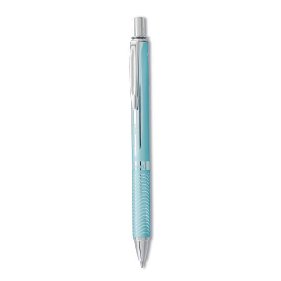 EnerGel Alloy RT Gel Pen, Retractable, Medium 0.7 mm, Black Ink, Aquamarine Barrel1