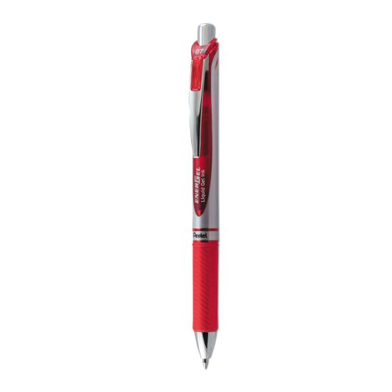 EnerGel RTX Gel Pen, Retractable, Medium 0.7 mm, Red Ink, Red/Gray Barrel1