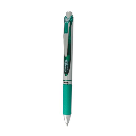 EnerGel RTX Gel Pen, Retractable, Medium 0.7 mm, Green Ink, Green/Gray Barrel1