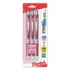 EnerGel RTX Gel Pen, Retractable, Medium 0.7 mm, Black Ink, Pink/Silver Barrel, 3/Pack2