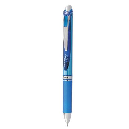 EnerGel RTX Gel Pen, Retractable, Fine 0.5 mm Needle Tip, Blue Ink, Silver/Blue Barrel1