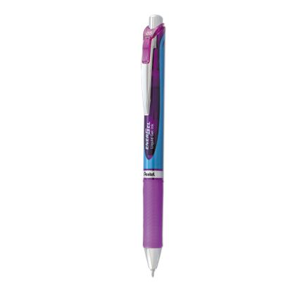 EnerGel RTX Gel Pen, Retractable, Fine 0.5 mm Needle Tip, Violet Ink, Silver/Violet Barrel1