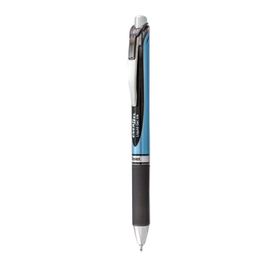 EnerGel RTX Gel Pen, Retractable, Medium 0.7 mm Needle Tip, Black Ink, Black/Gray Barrel1