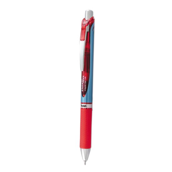 EnerGel RTX Gel Pen, Retractable, Medium 0.7 mm Needle Tip, Red Ink, Red/Gray Barrel1